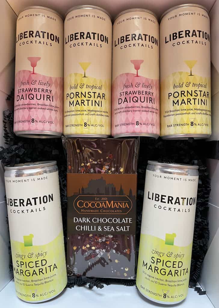 mixed cocktails and chocolate gift box